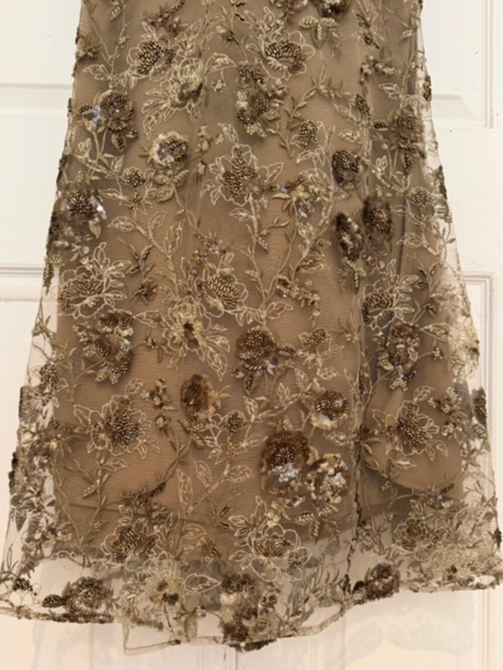 House Of CB Elegant Gold Floral Embroidered Gown. - Picture 6 of 15